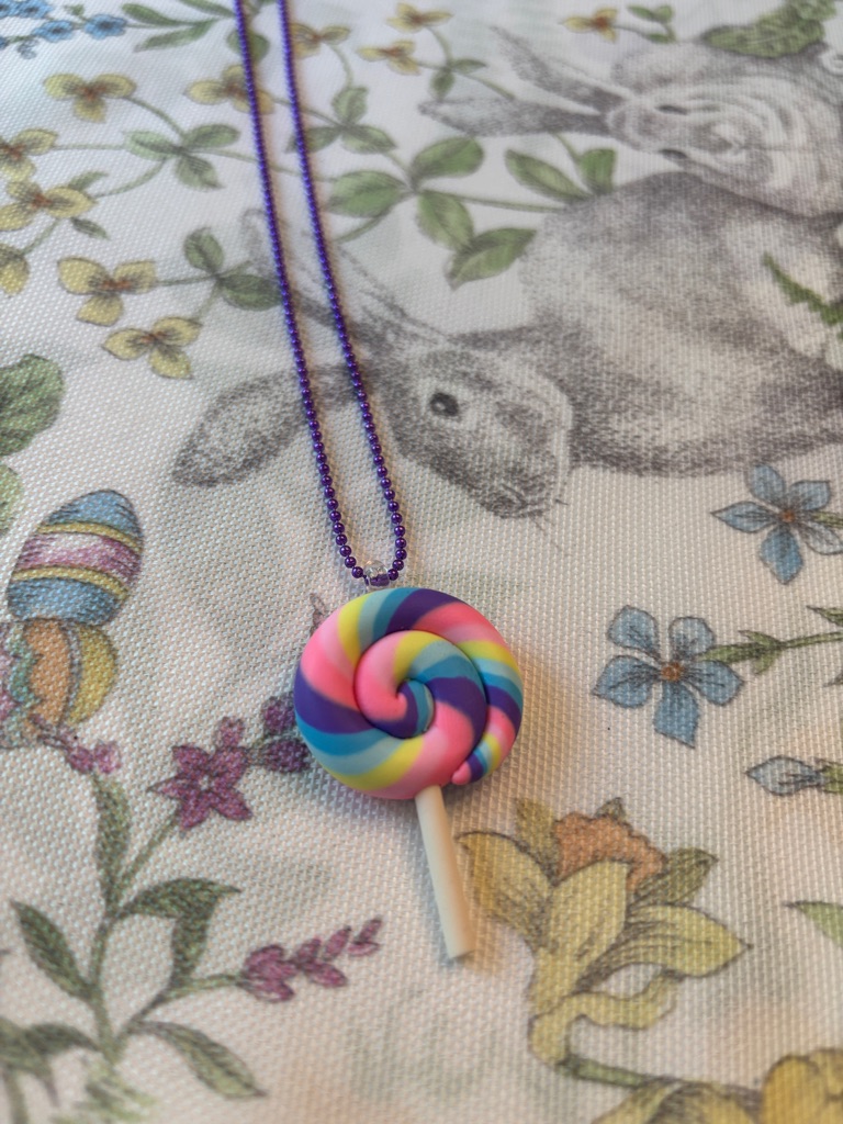 Fun Rainbow Lollipop Pendant Necklace Purple Ball Chain Nwt 30 14$